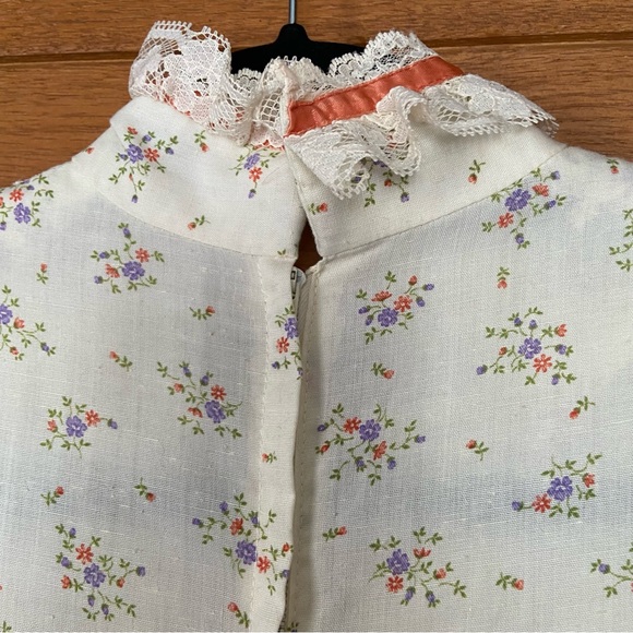 Vintage 70s 80s handmade cottagecore midi ditzy floral prairie dress pearl - Picture 6 of 6